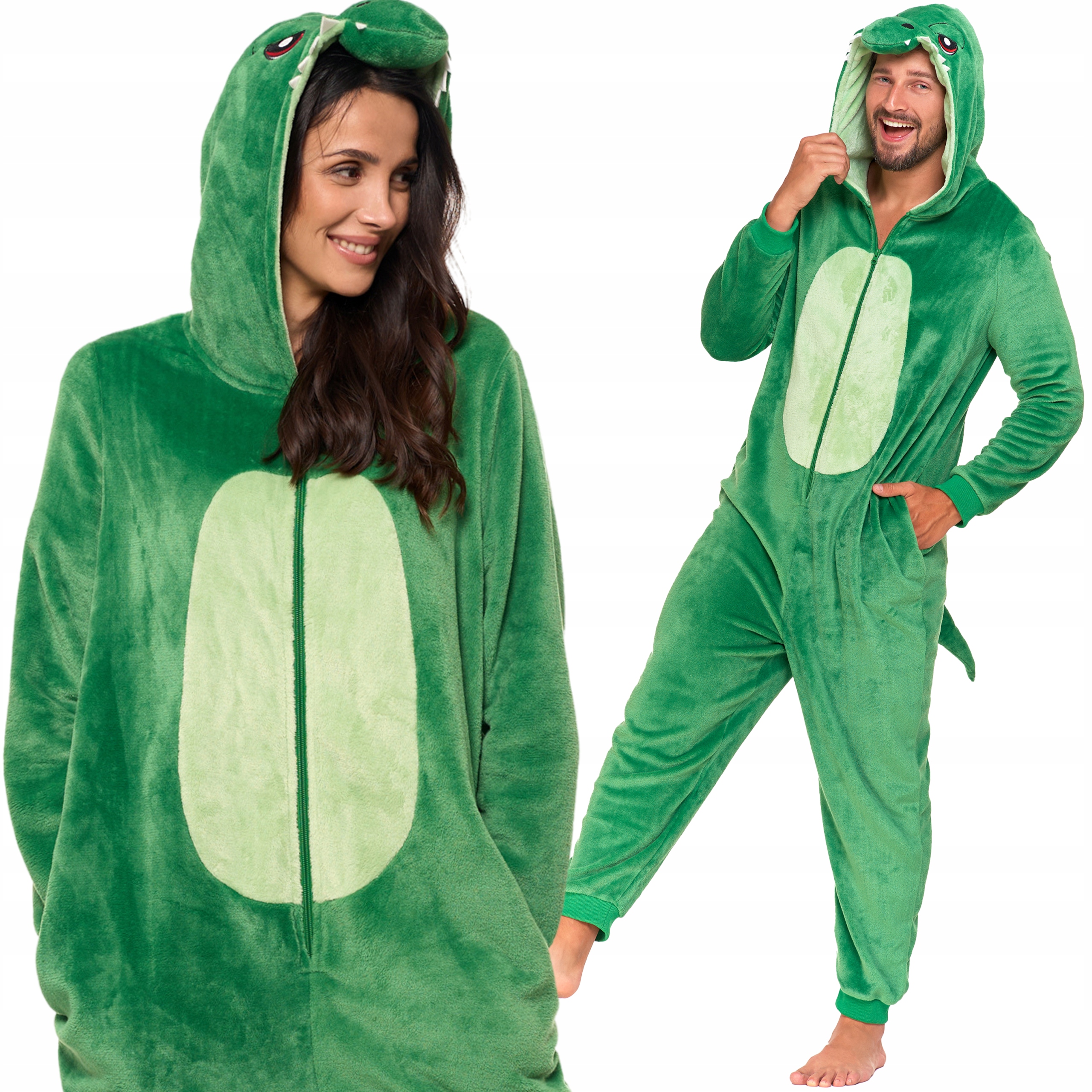Dámské pánské pyžamo Komplet 2x Onesie Teplý Pohodlný Roztomilý Dinosaurus S