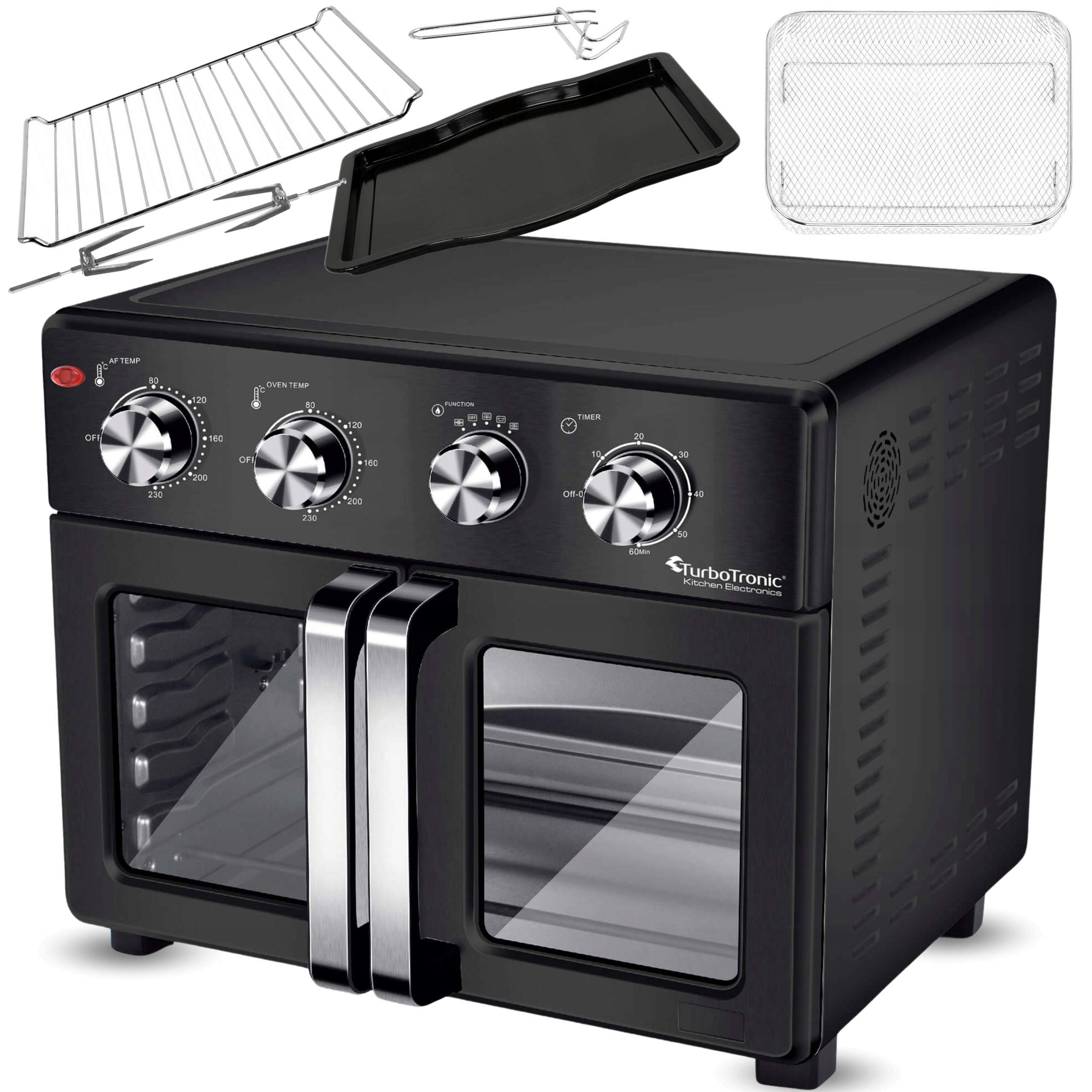 Piekarnik elektryczny TurboTronic rożno frytownica grill 32L 1700w Czarny,