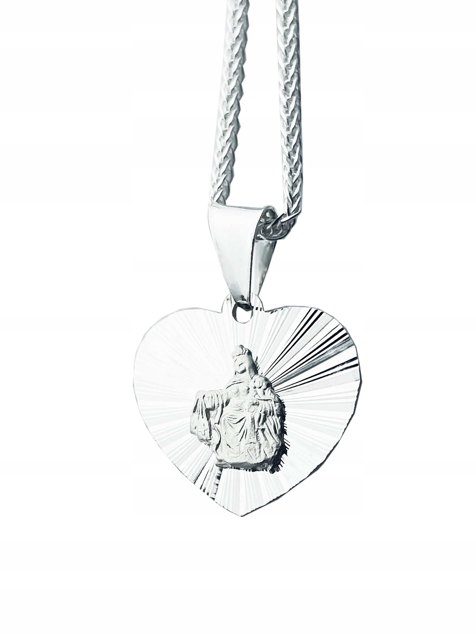 Stříbrný komplet řetízek s přívěskem Škapulíř Matka Boží z vrchu Karamel