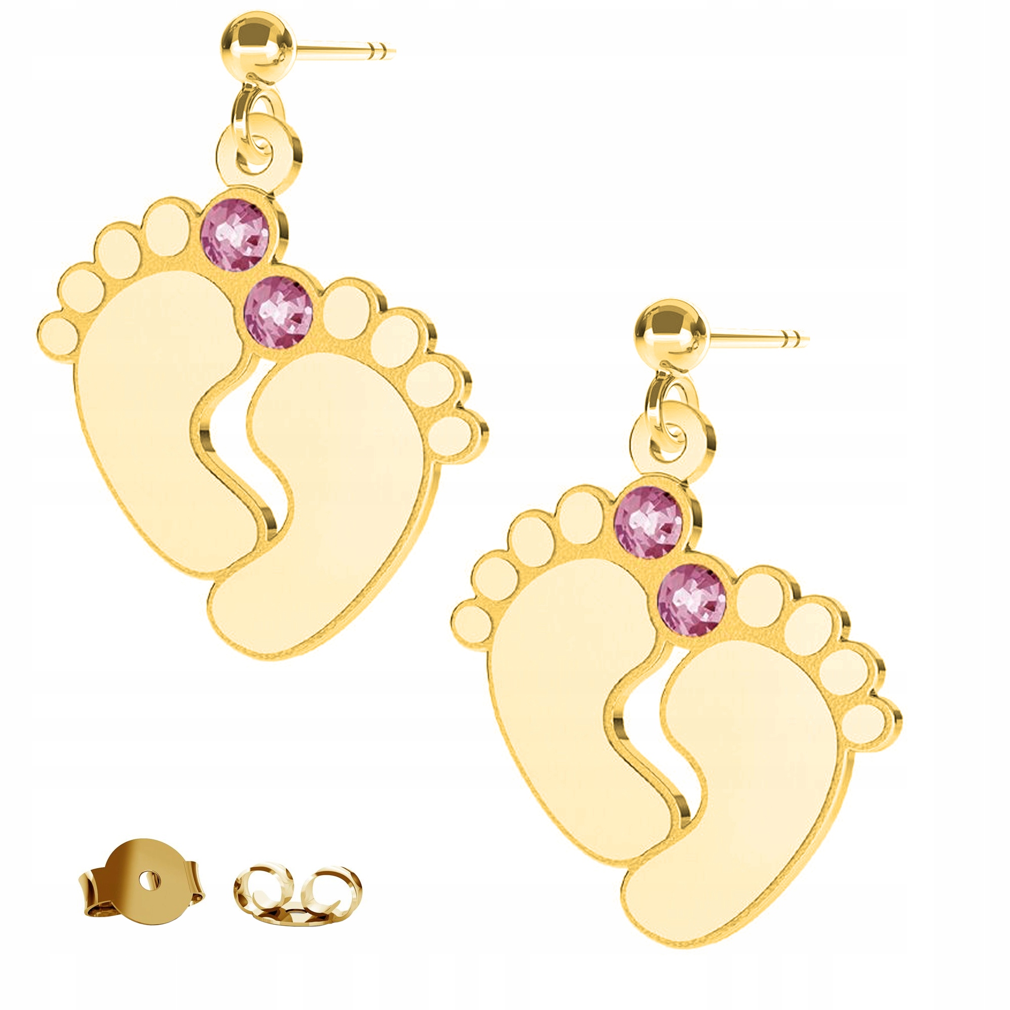 Náušnice zlaté Dětské Nohy Chodidla 925