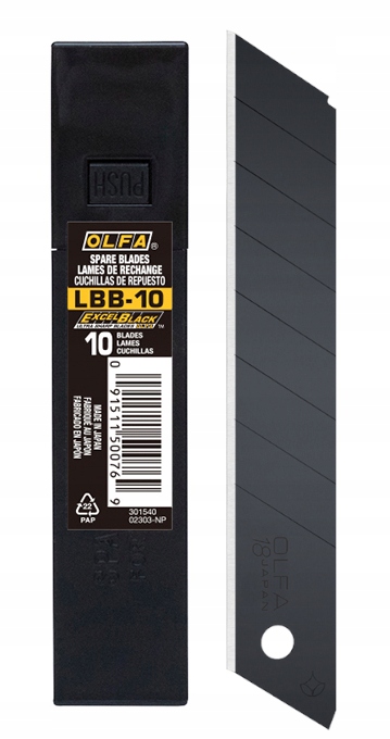 

Ostrza Olfa Segmentowe LBB-10 Czarne 18mm 10 Sztuk