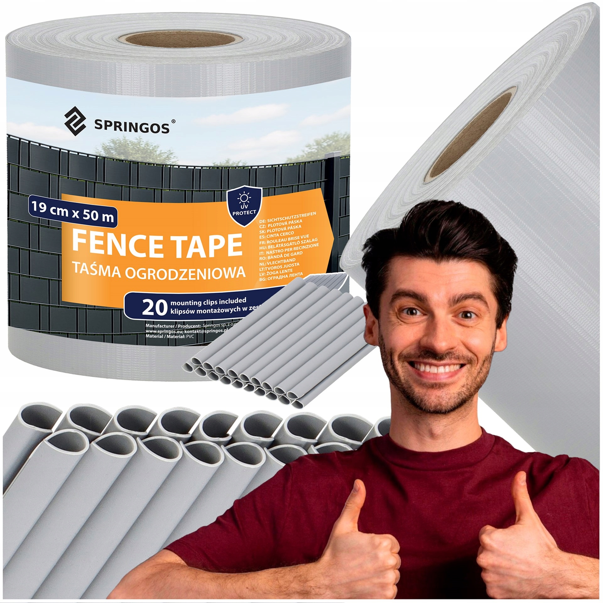 Stínící Panelové Pásy 19 Cm x 50 m Šedá Panelová Krytina Na Oplocení Klipsy