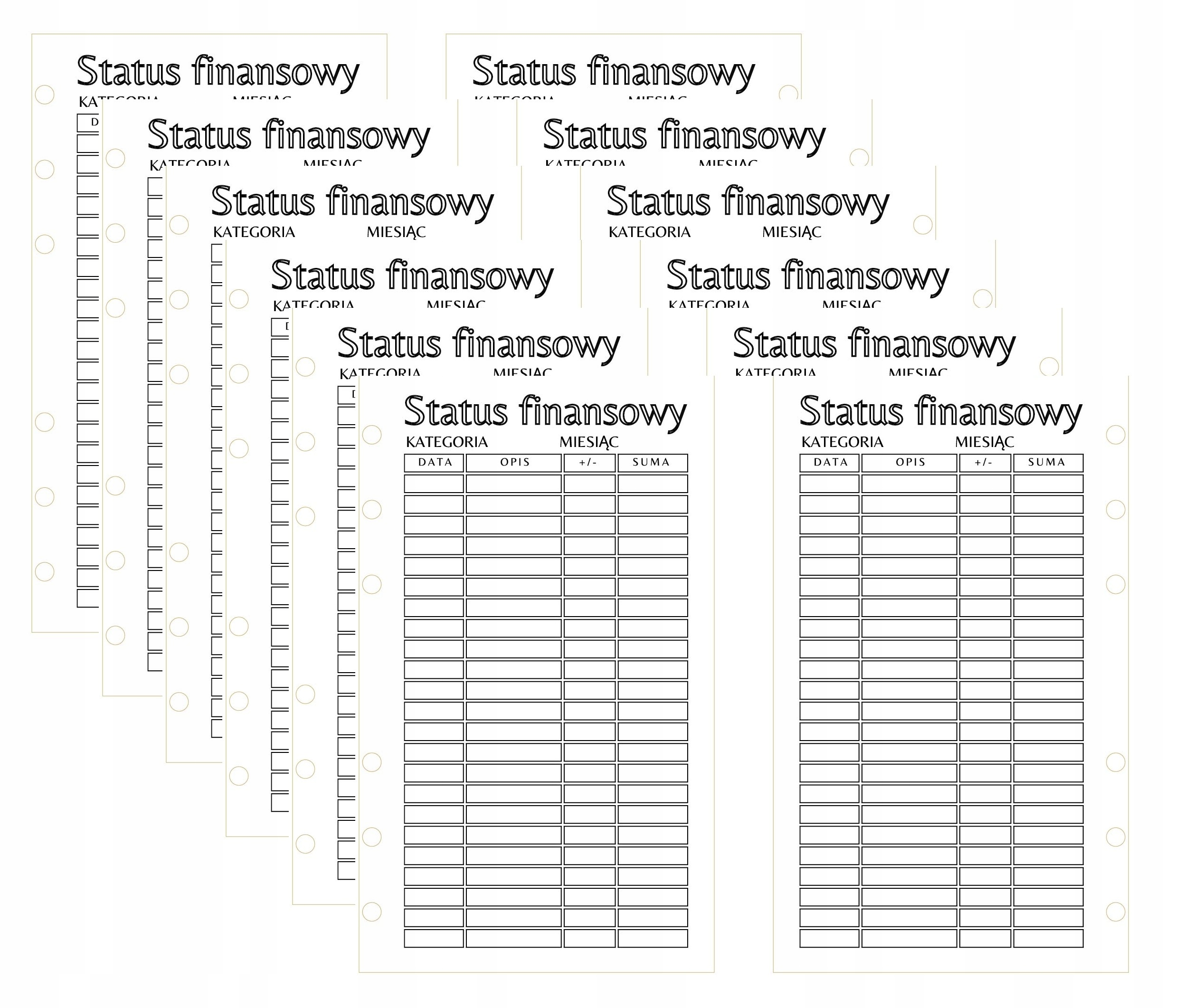STATUS FINANSOWY SEGREGATORA BUDŻETOWEGO A6 ZESTAW 12 KARTEK DO NOTATNIKA
