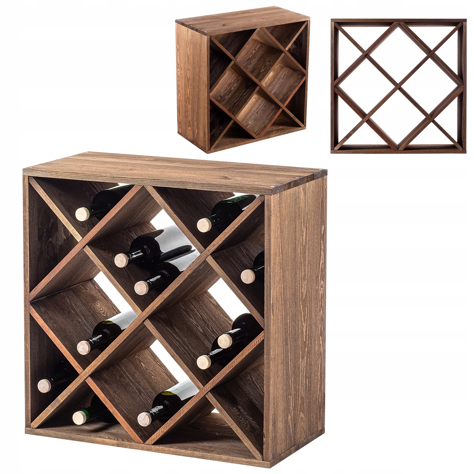 Stojan Regál Na Víno Drevený 24 Fliaš Alkohol Skrinka Polica Darček 52 cm