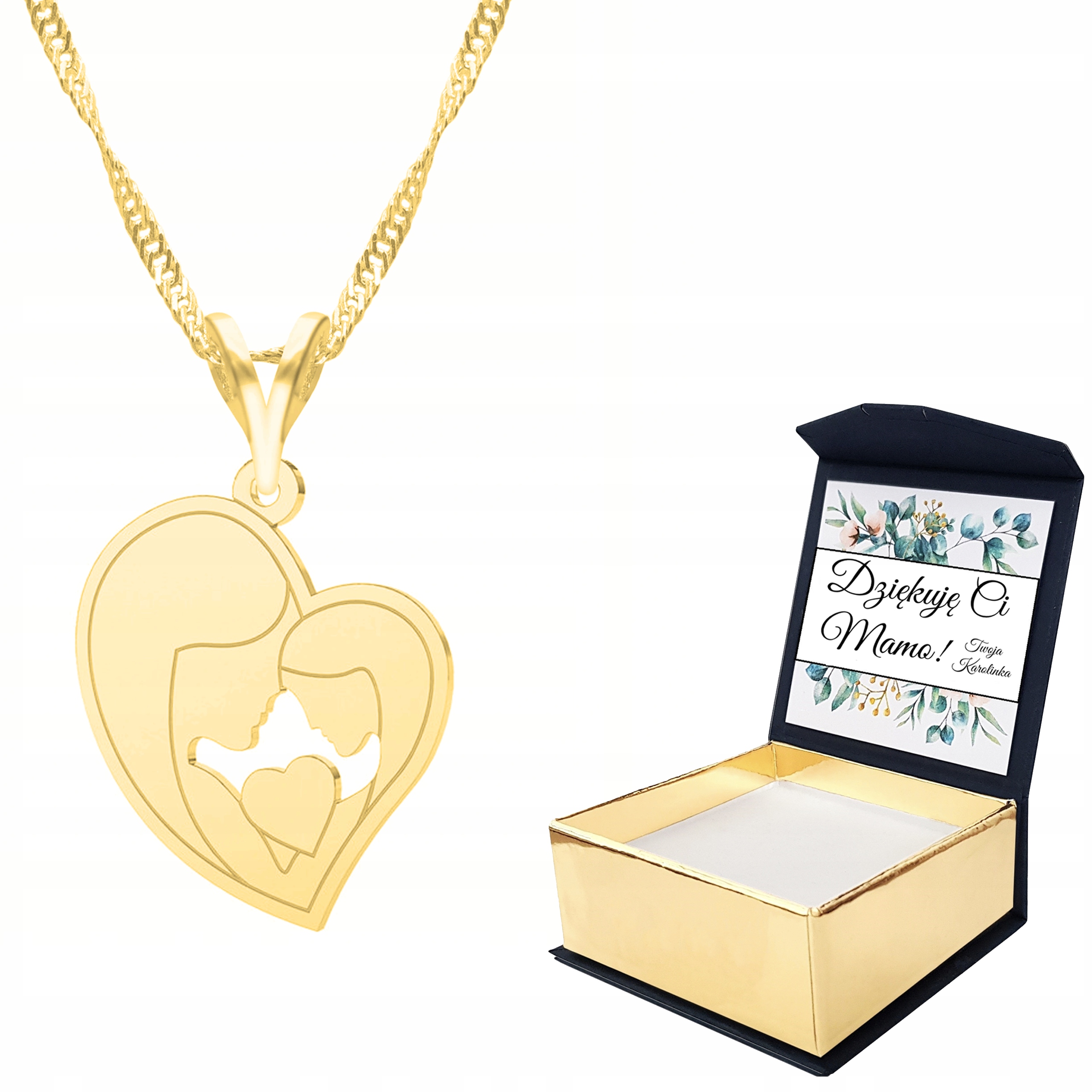 Zlatý náhrdelník 925 Matka a dcera Vlastní Potisk