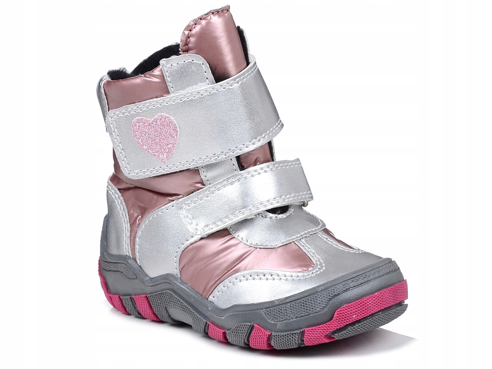 Buty zimowe dziecięce ocieplane na rzepy i suwak Kornecki 6968 25