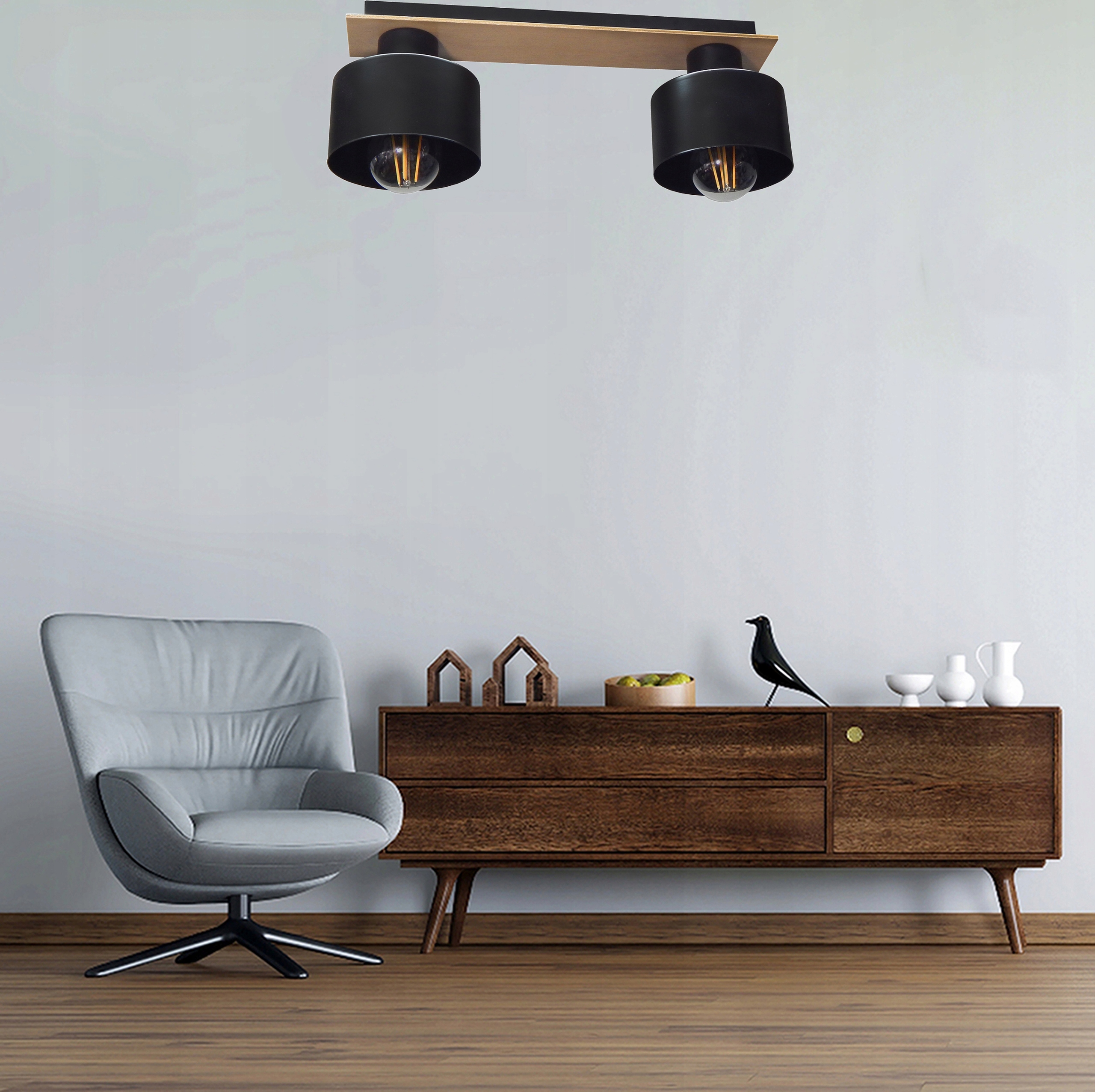LAMPA PLAFON SUFITOWY ŻYRANDOL 015-2PL LED E27 LOFT SALON KUCHNIA POKÓJ Rodzaj plafon