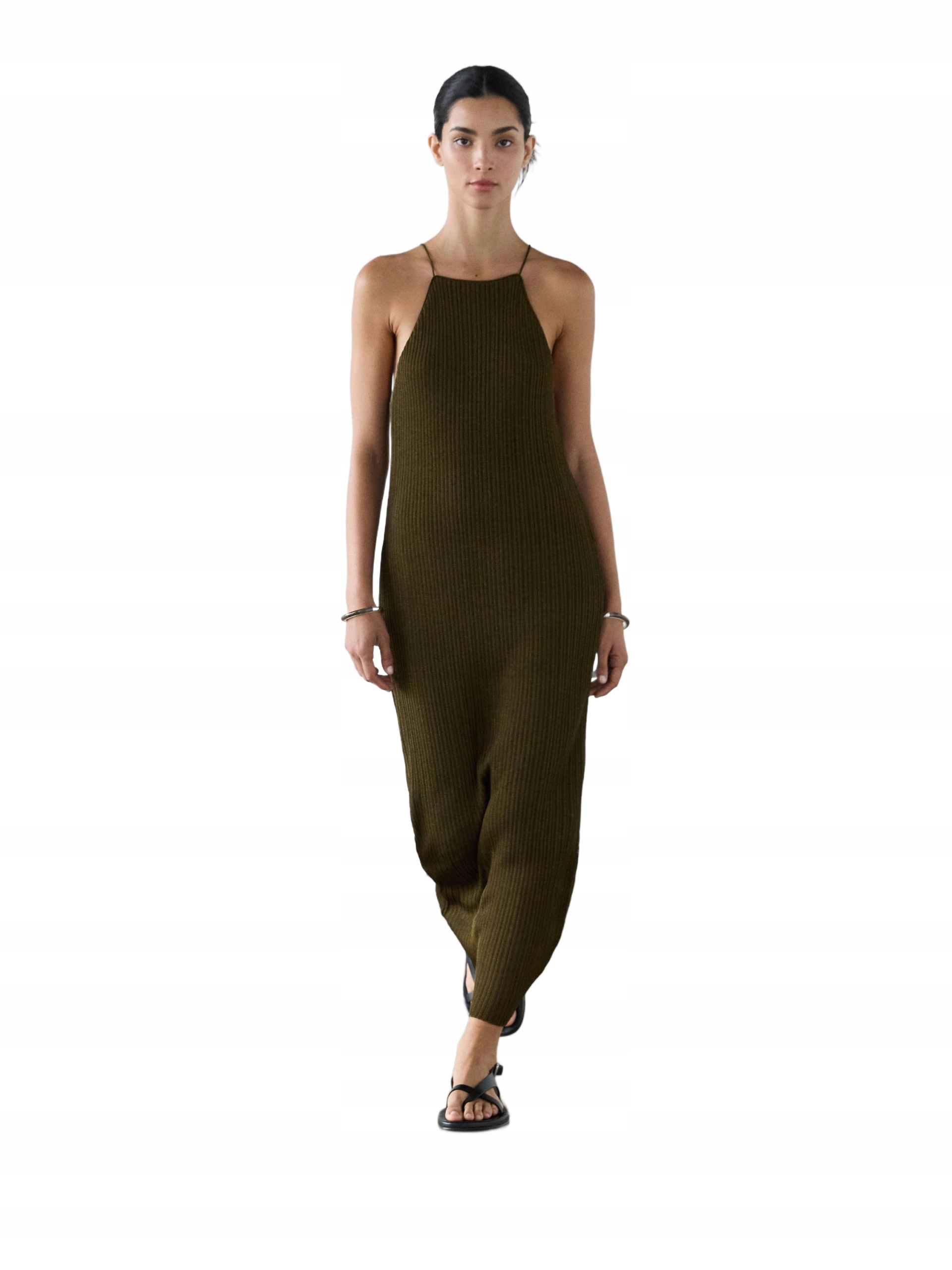 Massimo Dutti Obálková Šaty Khaki Šaty Na Ramínka, Velikost M, Fta