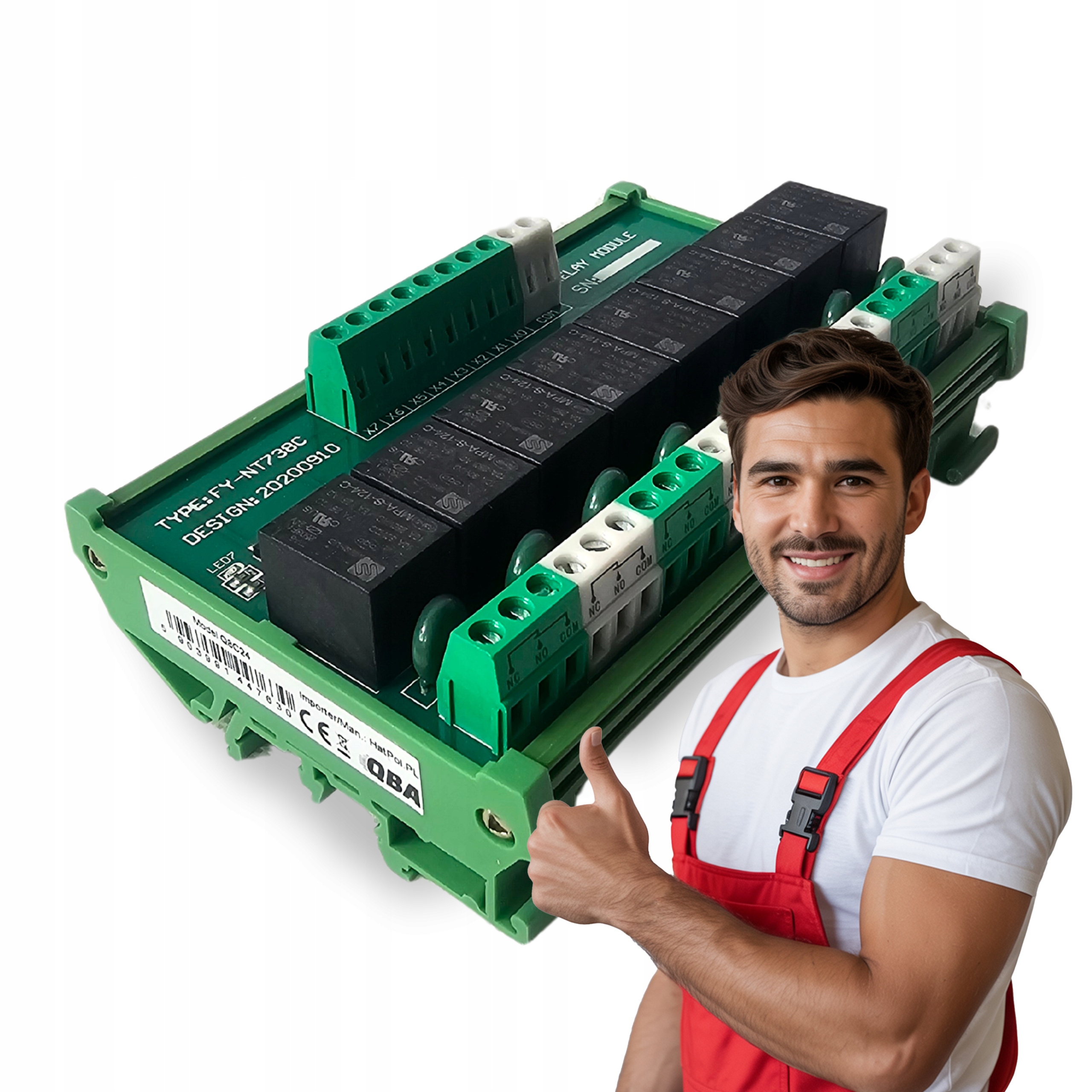 Moduł Przekaźnikowy 8 kanałowy 24V (10A/230VAC) na Din Izolowany dioda Led
