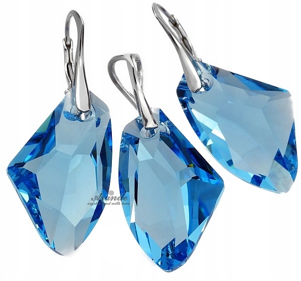 Křišťálový krásný komplet Aqua Stříbro Arande