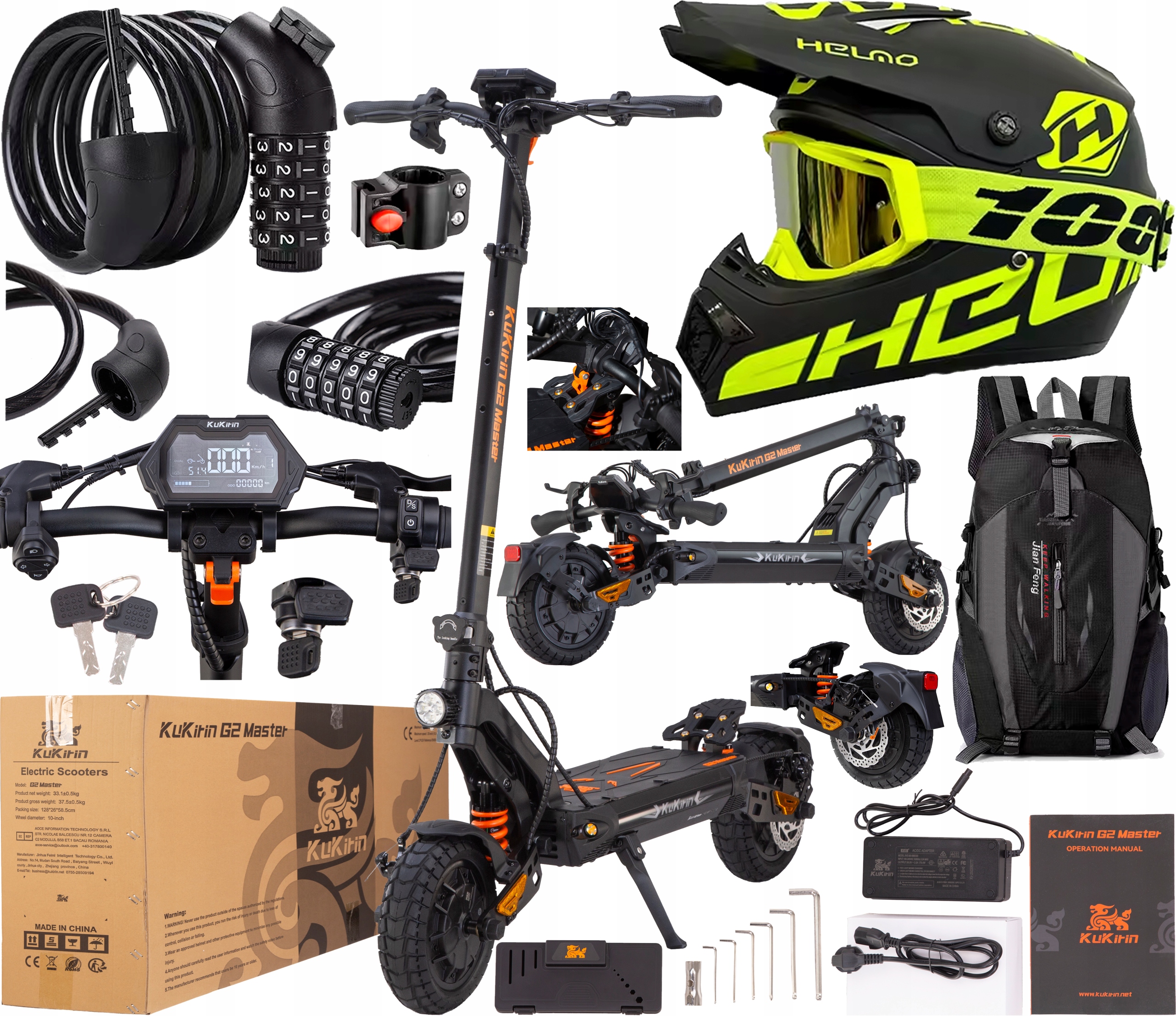 KuKirin G2 Master Elektrická vozidla 2000W 52V 20,8AH 60KM/H 10" Dárek