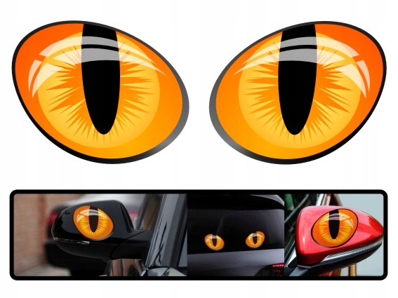 Naklejki Na Lusterka Kocie Oczy, Funny Cat Eyes- zest. 4 Szt