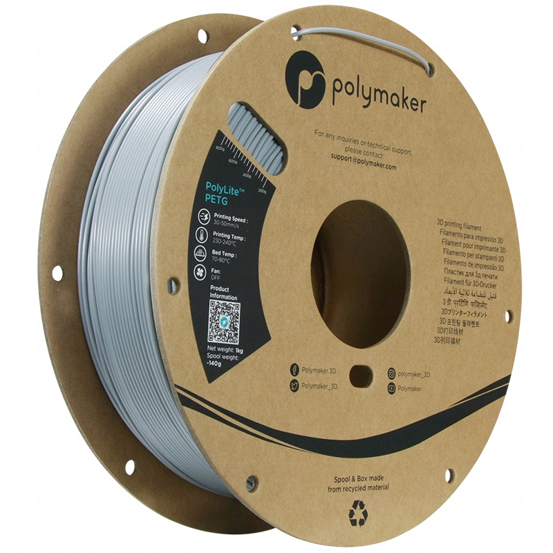 Filament Polymaker PolyLite Petg Šedý 1.75mm 1kg