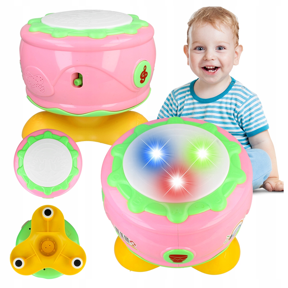 INTERAKTYWNY BĘBENEK MUZYCZNY ŚWIATEŁKA DLA DZIECI PERKUSJA INSTRUMENT LED Kod producenta U811R