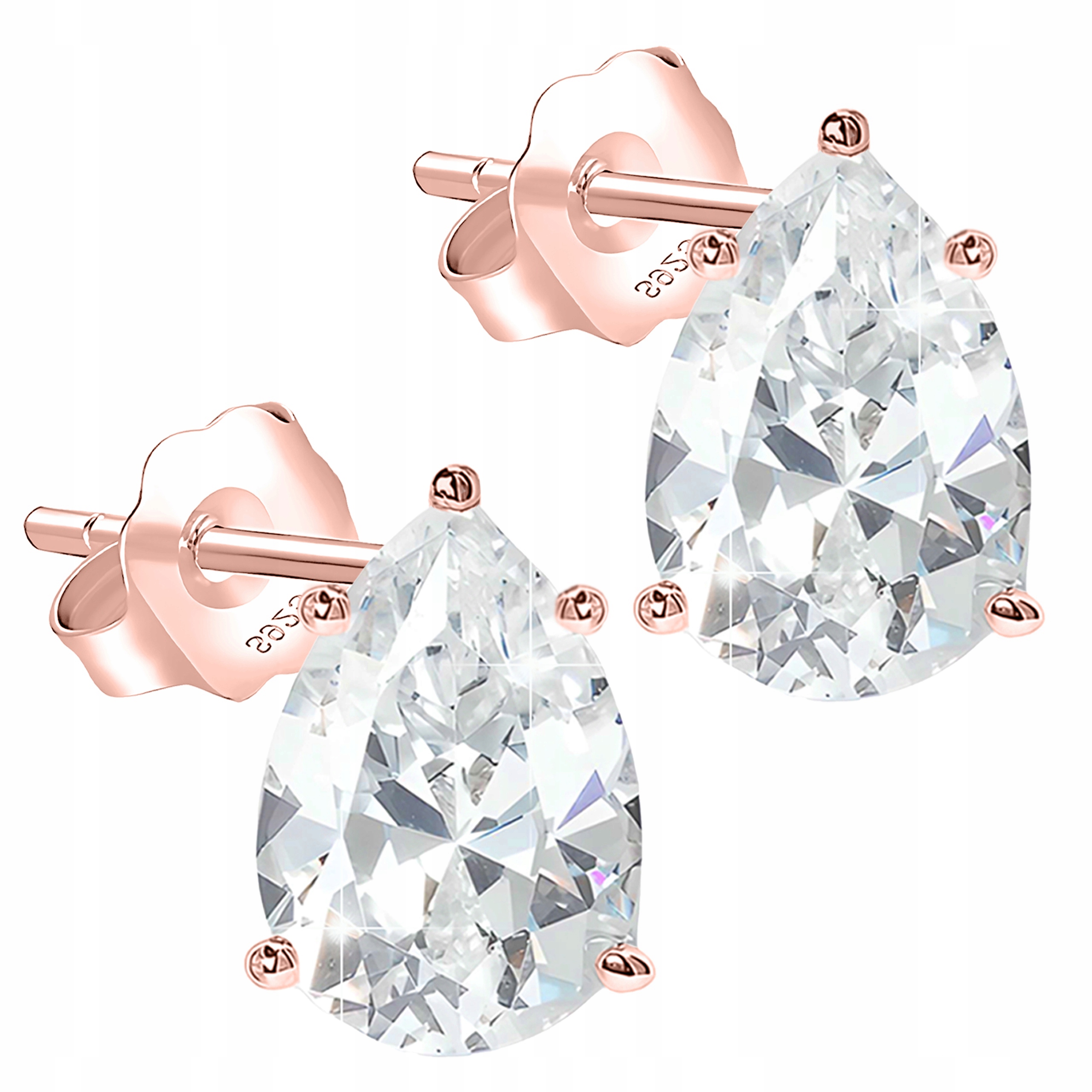 Náušnice Pozlacené s křišťálem Lžičky Kapky vody H2O Zirkony Stříbro 925