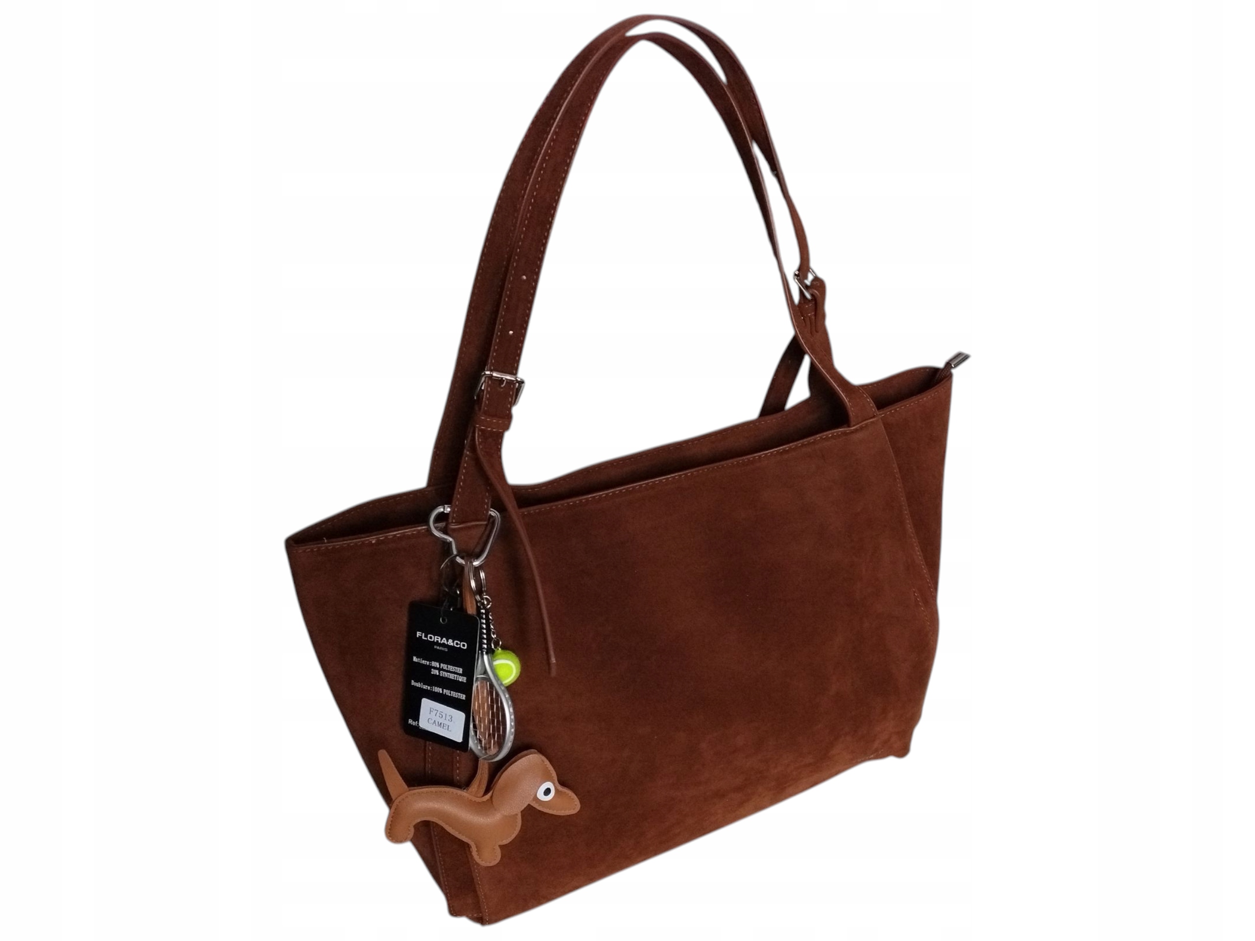 Dámská semišová nákupní kabelka Flora&Co Camel Velká přes rameno A4