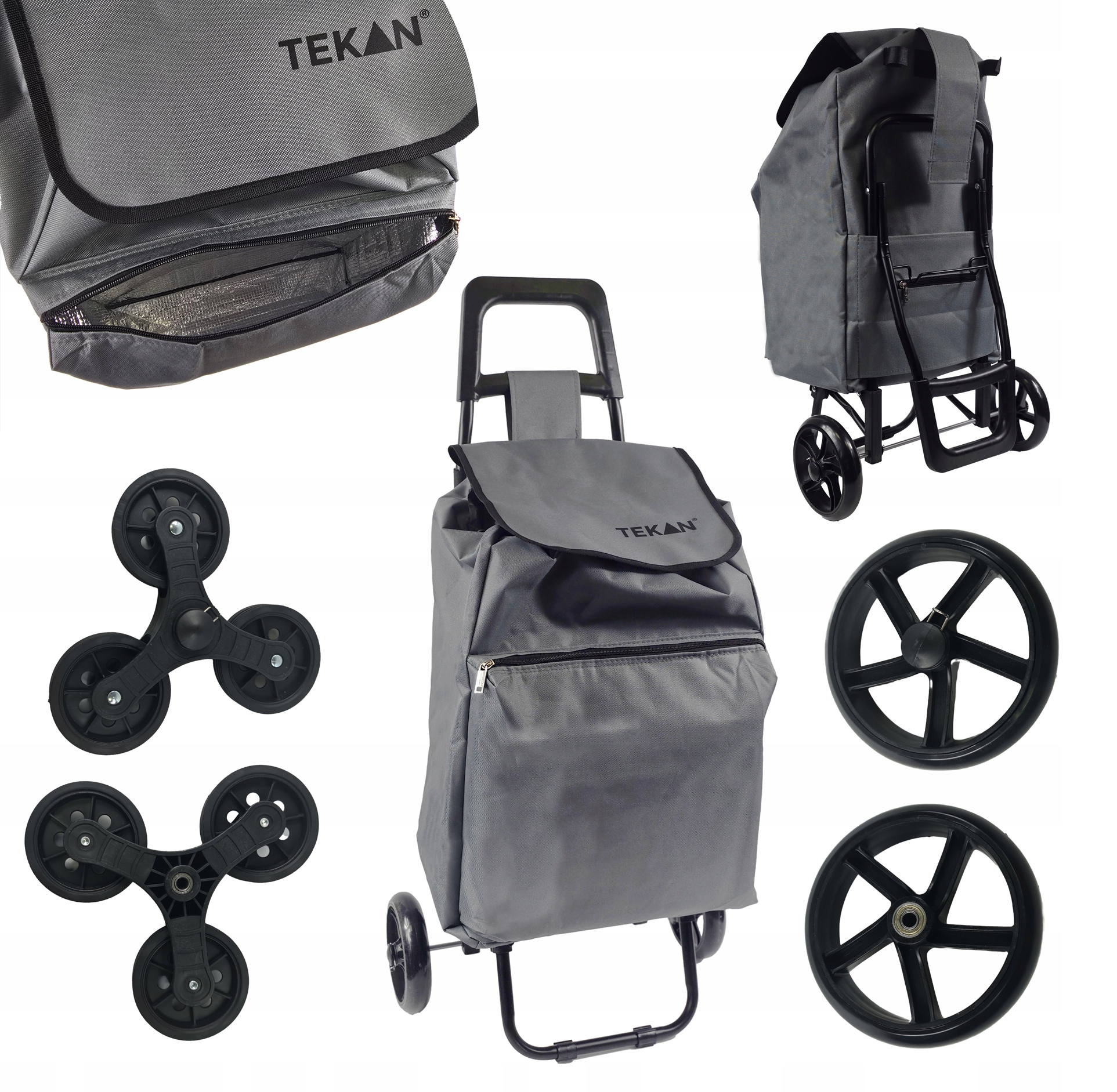 Nákupní Taška Nákupní Vozík Velká Termo Kapsa Kolečka Na Schody Šedá