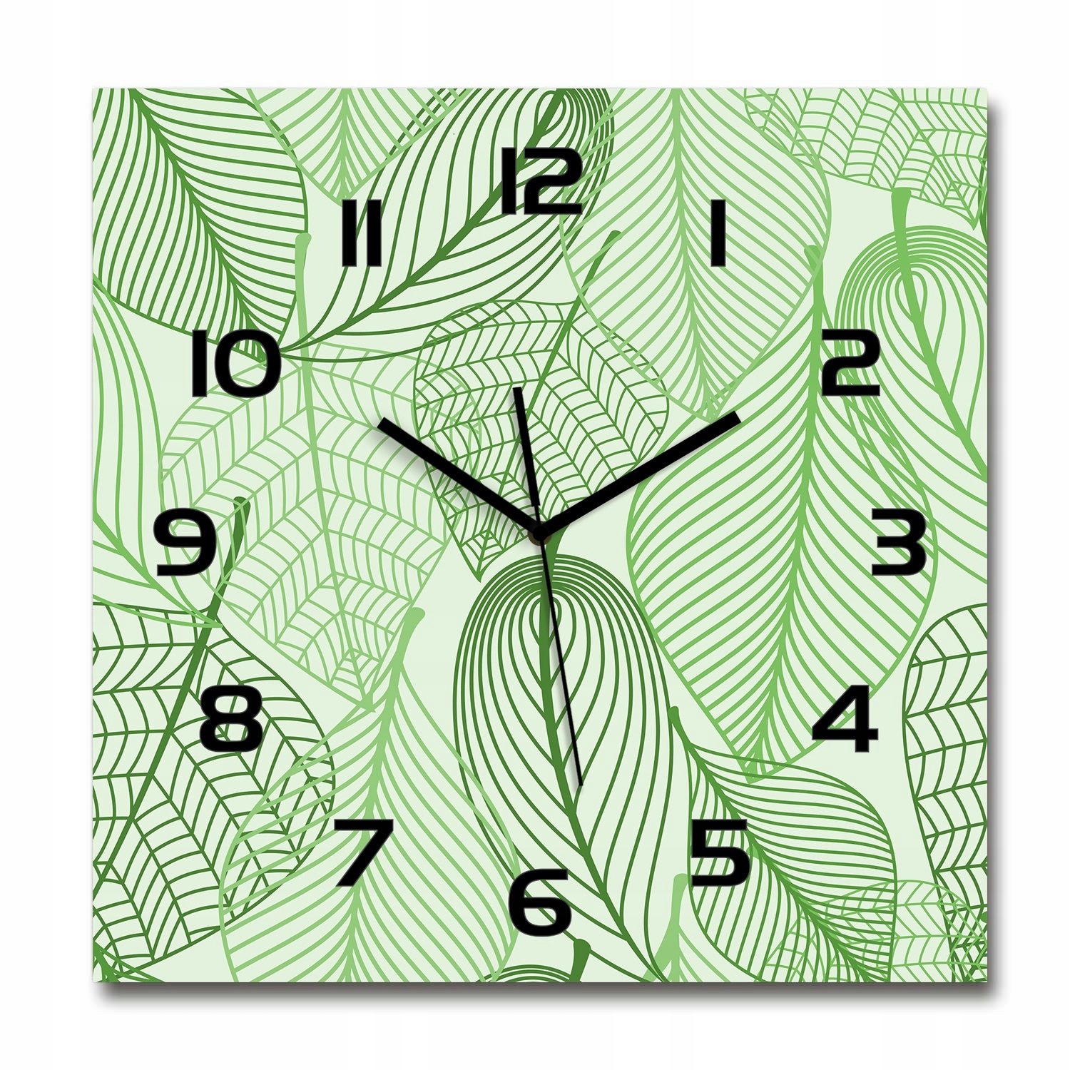 

Duży kwadratowy szklany zegar Liście wzór 60x60 cm
