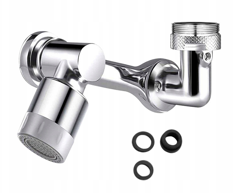 OBROTOWA PRZEDŁUŻKA PRZEDŁUŻACZ DO KRANU BATERII ADAPTER AREATOR PERLATOR Kolor srebrny