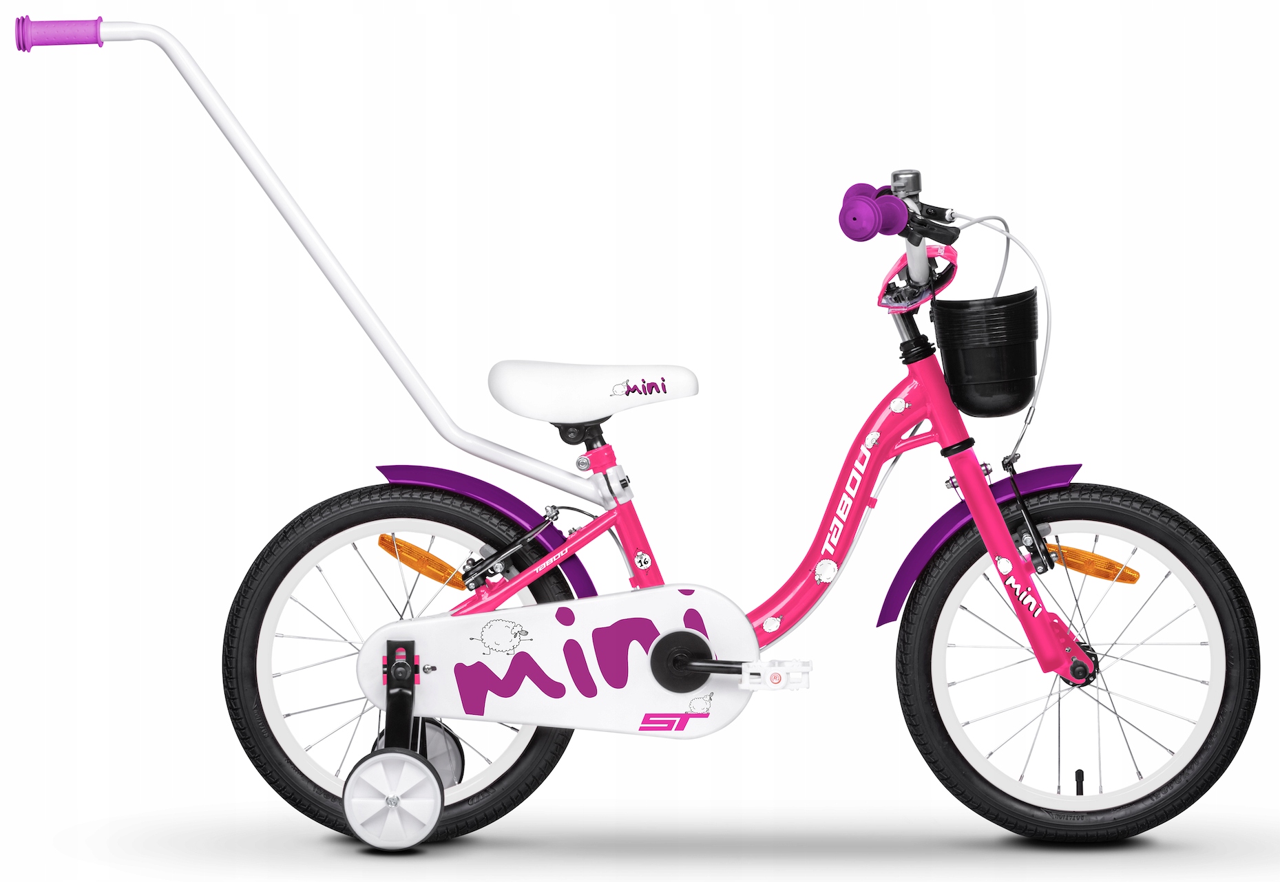 Dětské Kolo Pro Výuku Tabou Mini St Kola 14" Pouze 7,5 Kg Pink Bílé