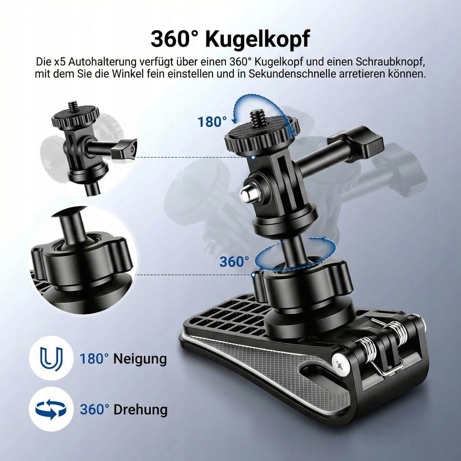 Uchwyt Samochodowy Na Osłonę Przeciwsłoneczną 360 Do GoPro DJI NEEWER — miniatura 4