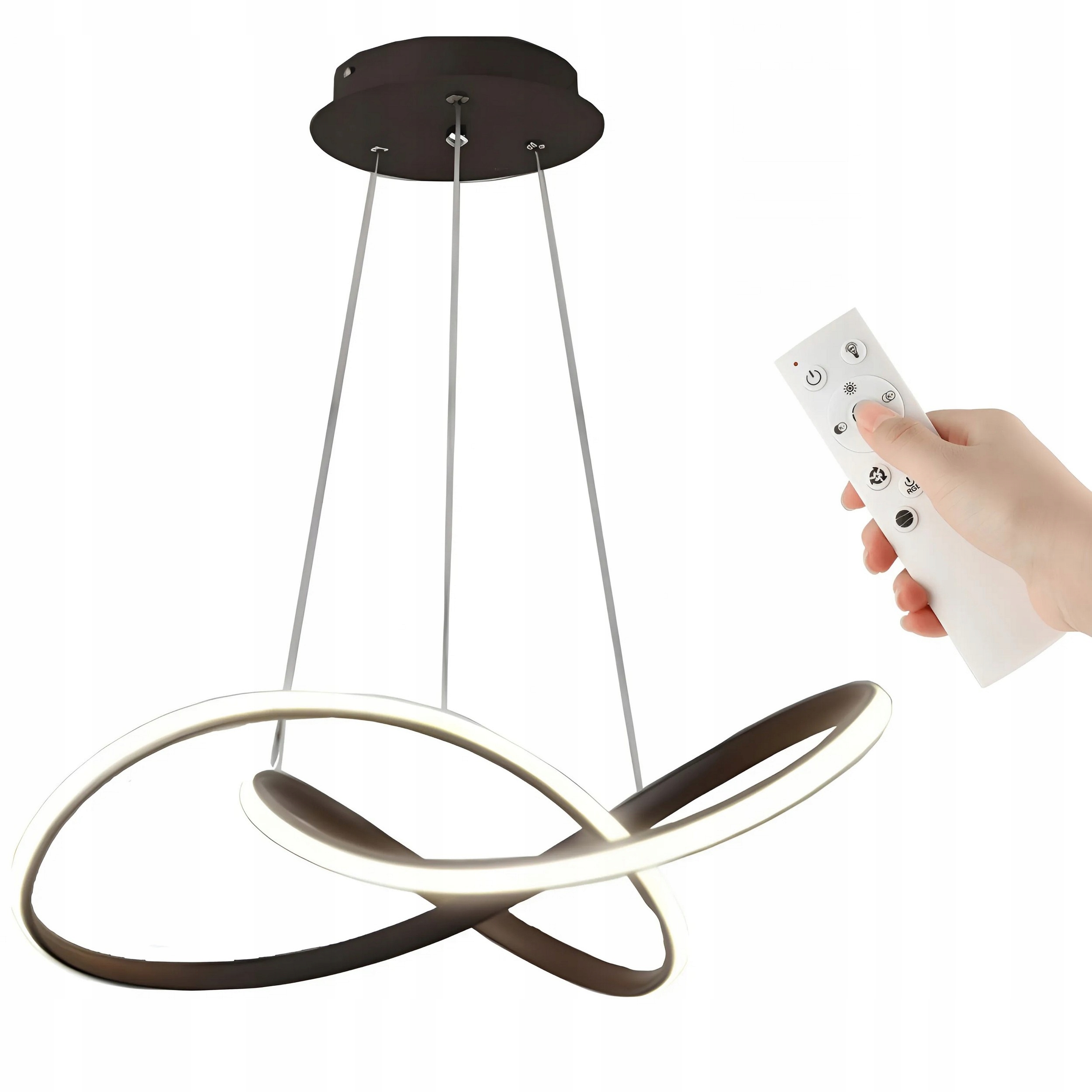 stropní svítidlo Led Černá Závěsná Moderní Lustr Dálkový Ovladač 3 Barvy