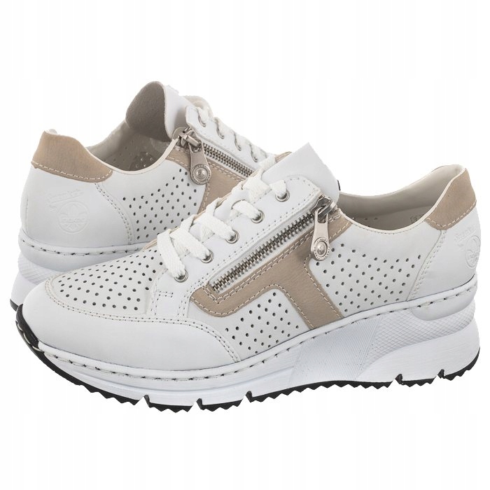 Buty Damskie Sneakersy Rieker Białe/Beżowe N6304