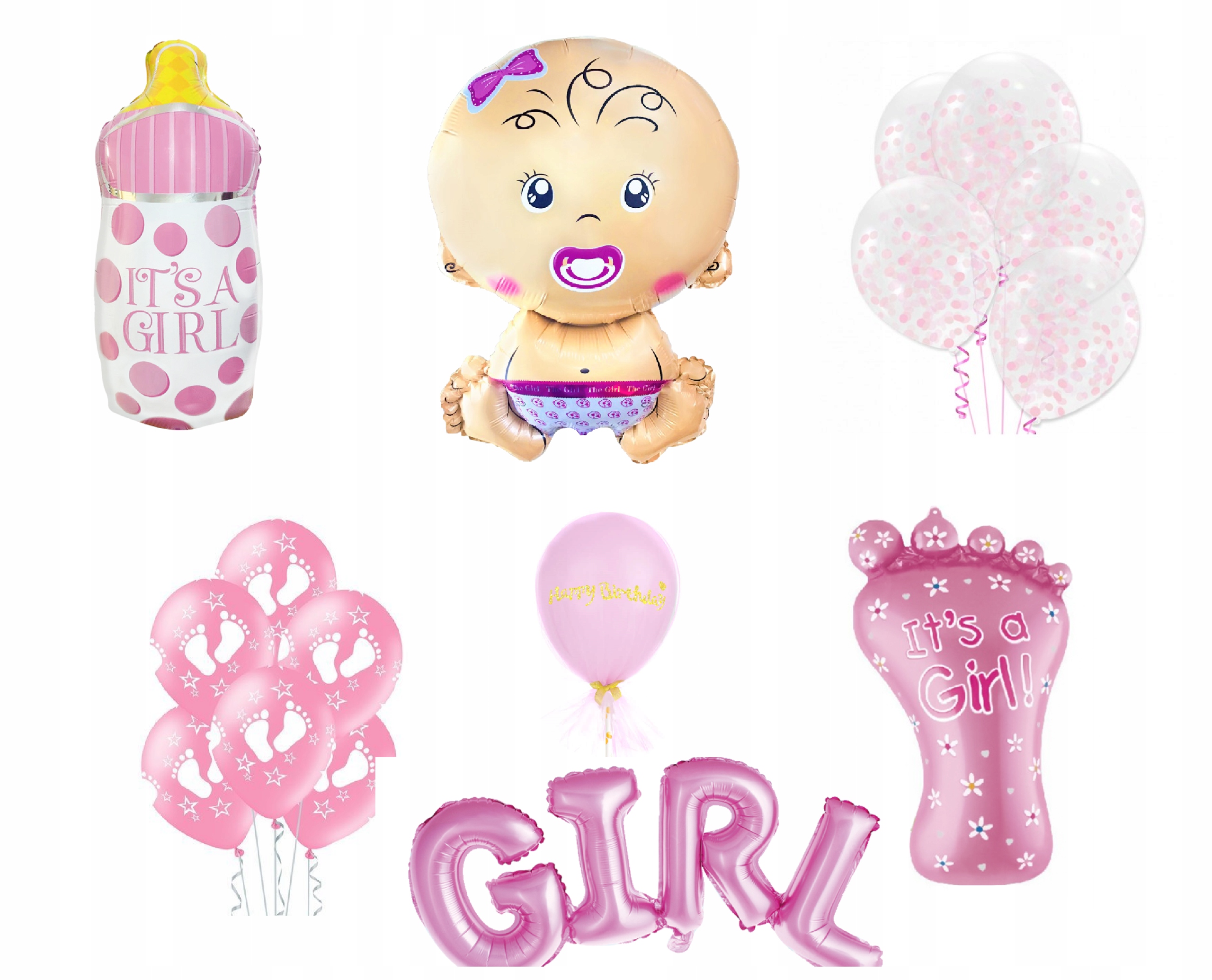 

Zestaw Baby Shower Balony Narodziny Dziecka Girl