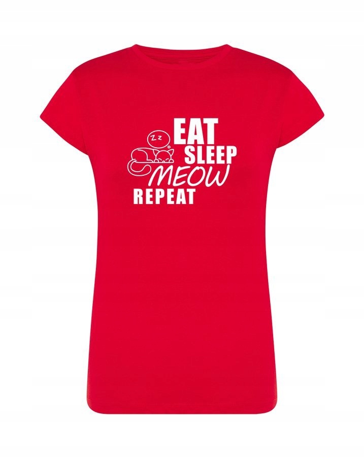 

Koszulka damska Eat Sleep Meow Repeat czerwona M