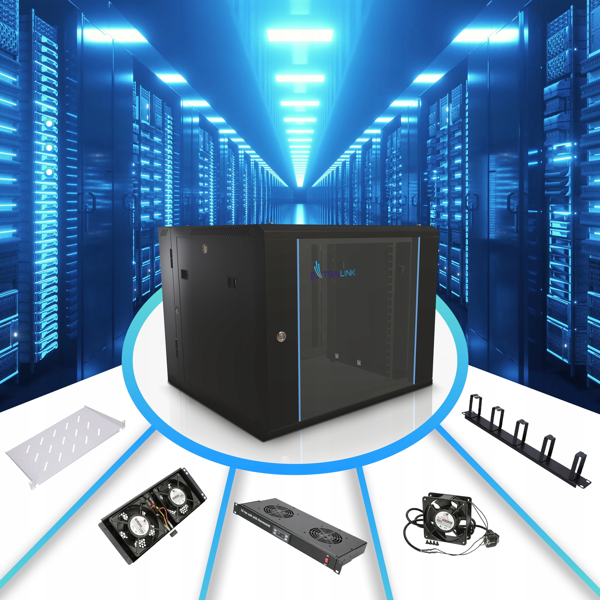 Szafa rack Extralink 9U 600x600 AZH Czarna Producent Extralink