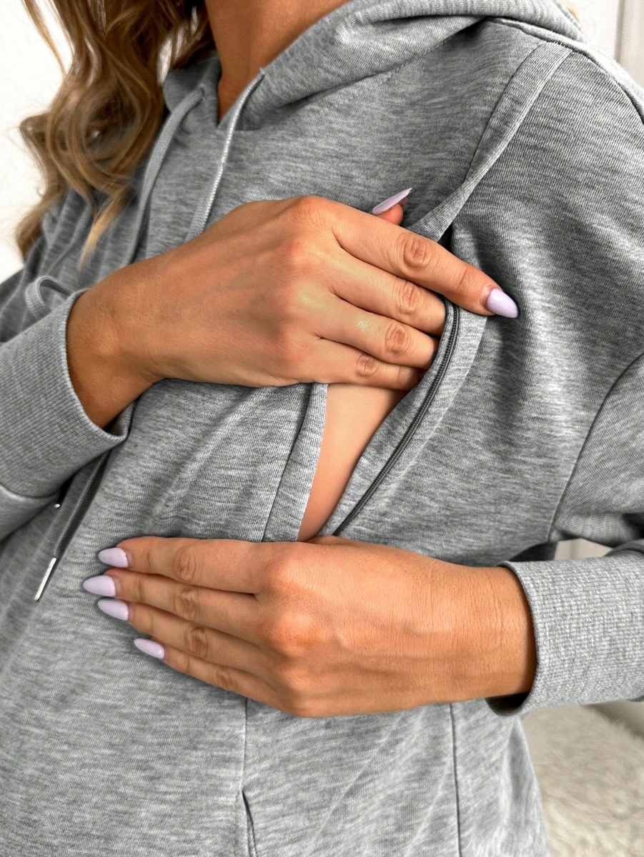 SHEIN MATERNITY BLUZA SZARA Z KAPTUREM M 529 Rozmiar M