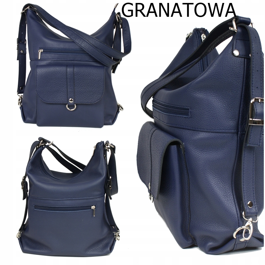 TOREBKA DAMSKA PLECAK 2W1 WŁOSKA SKÓRA NATURALNA Szerokość produktu 34 cm