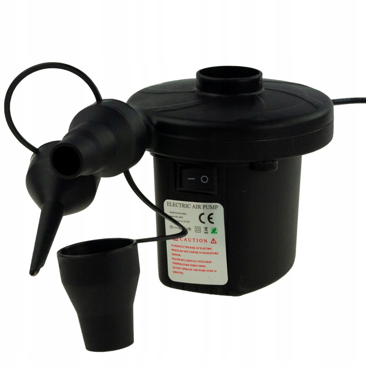 ELEKTRYCZNA POMPKA DO BASENU PIŁKI MATERAC 12V + KOŃCÓWKI ROWERU AUTA Moc 75 W