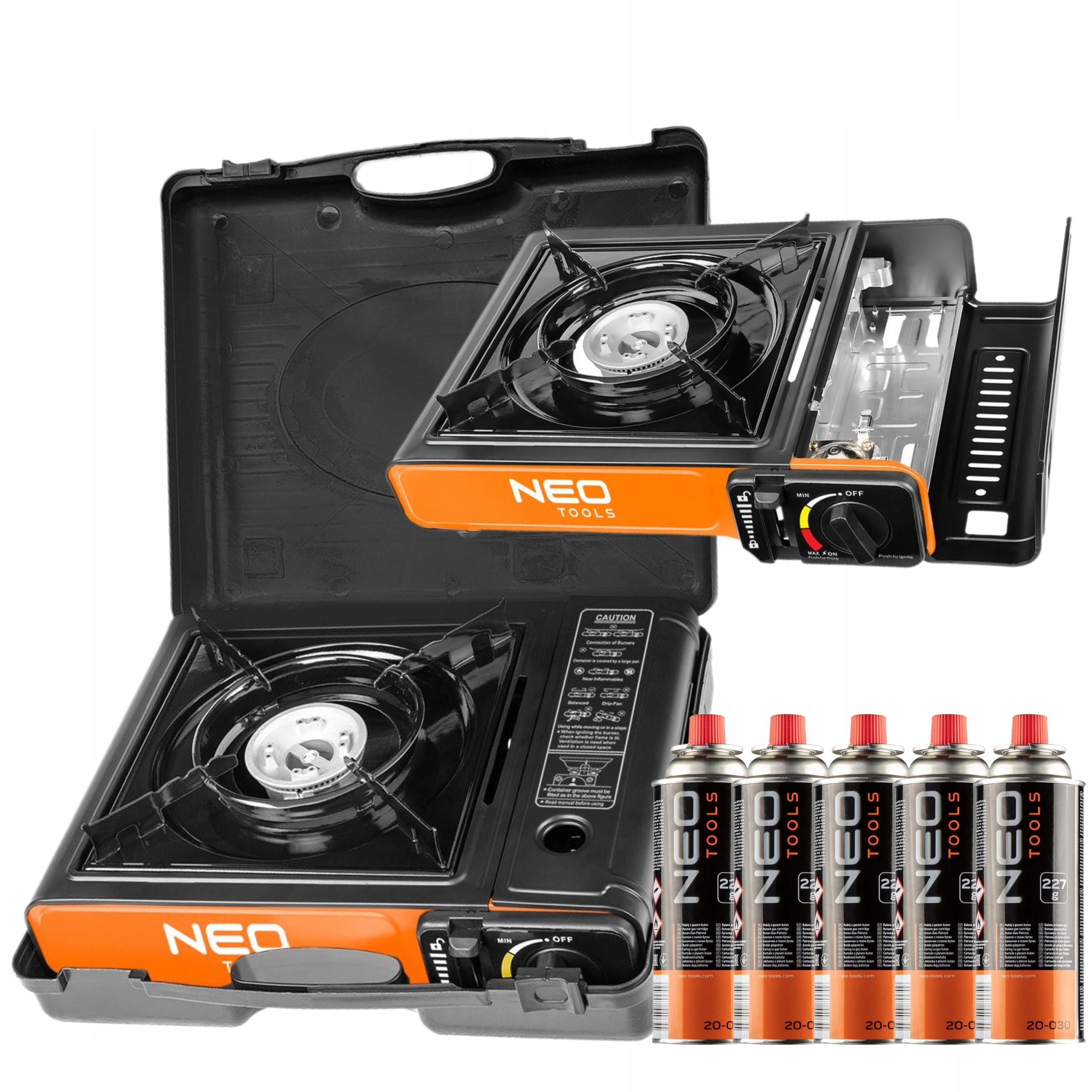 Neo Turistická Plynová Vařička Přenosný Survivalový Kufr 5x Kartuše