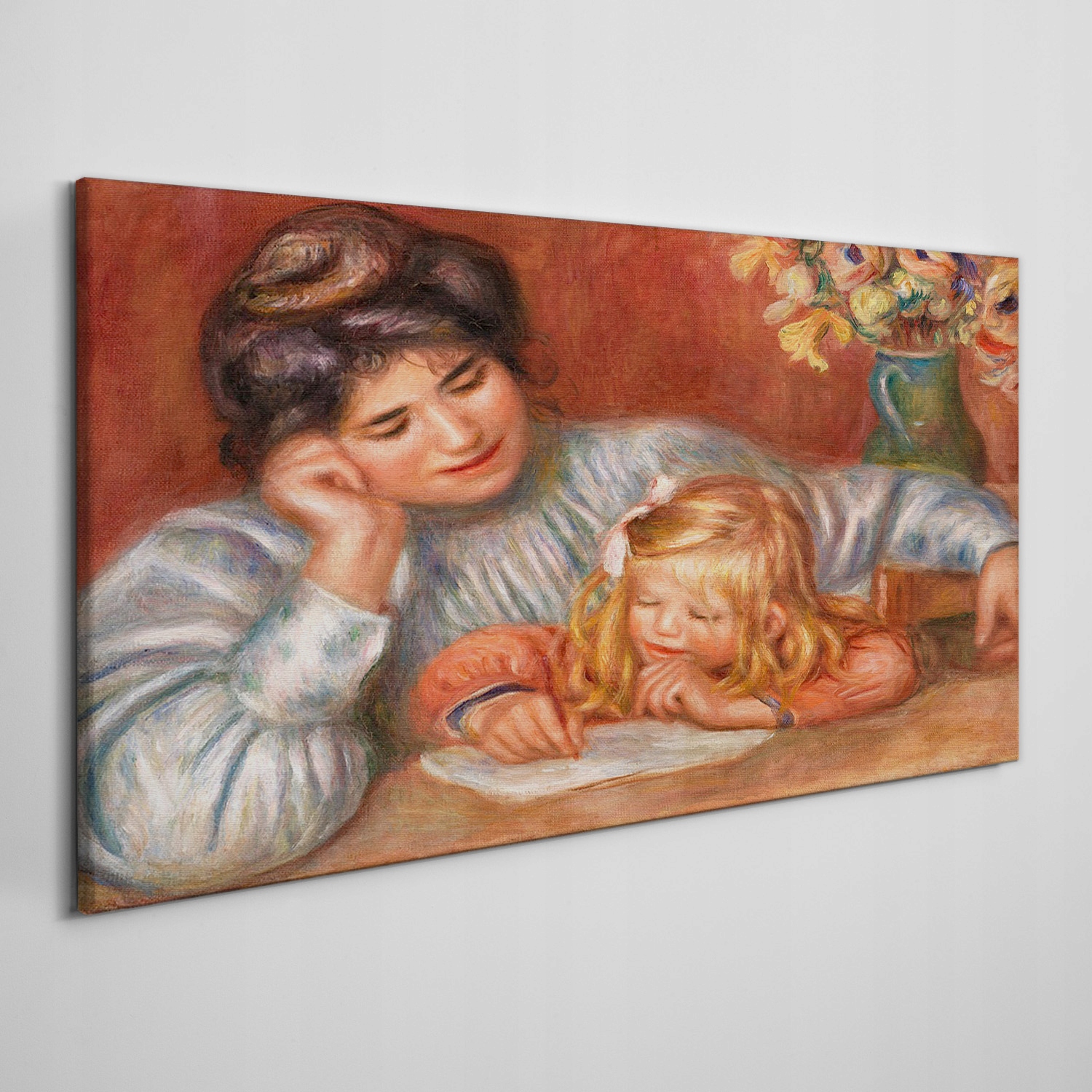 

Obraz płótno Kobiety dziecko kwiaty wazon 120x60