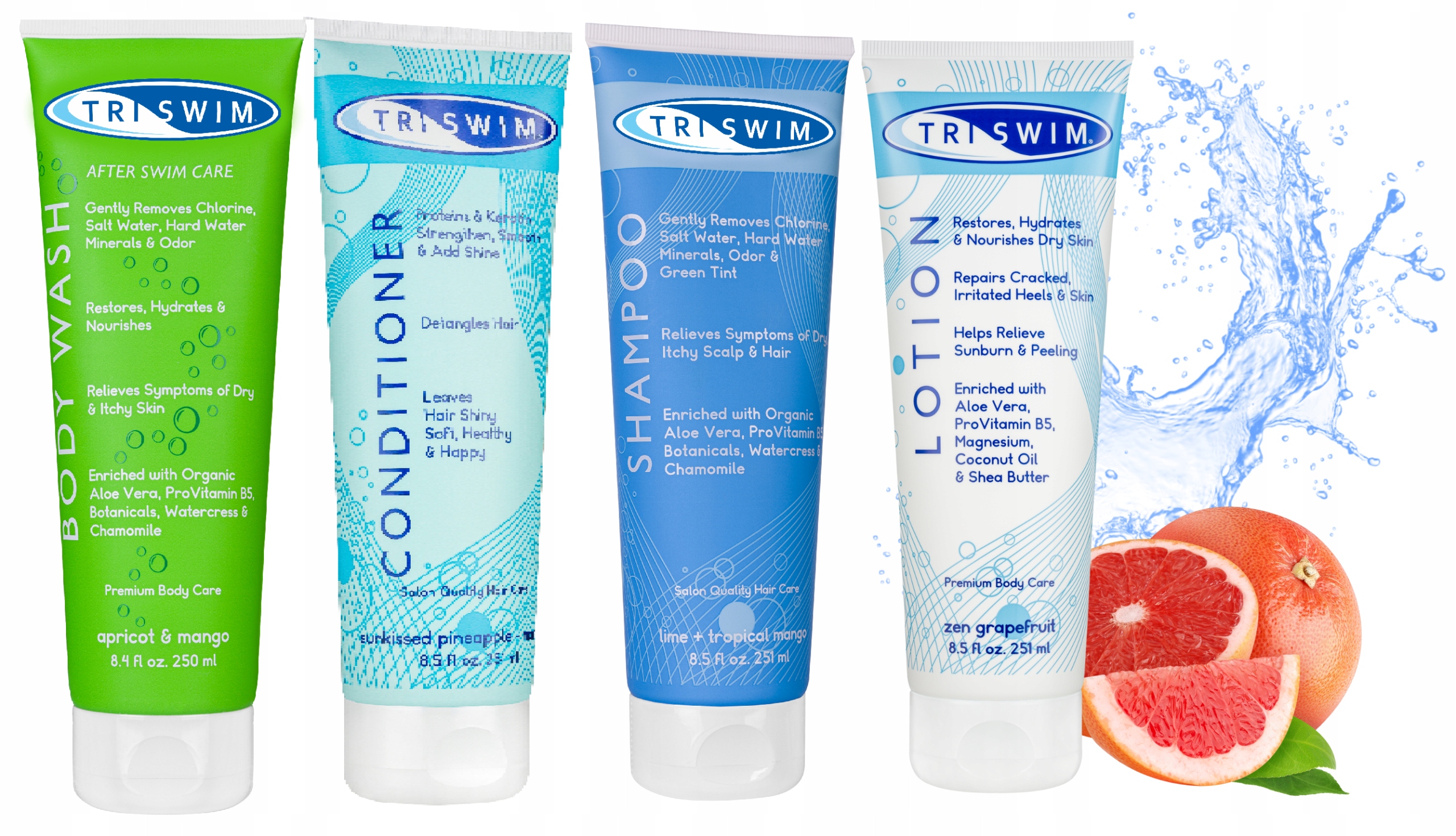 Żel pod prysznic-Szampon-Odżywka do włosów-Lotion Zestaw x4 Anty-chlor