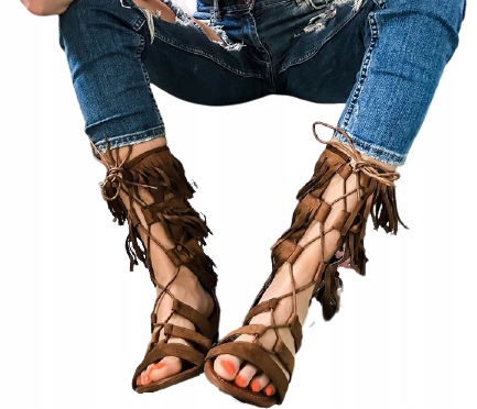 

Sandały Boho Rzymianki Wiązane Brązowe Gladiatorki