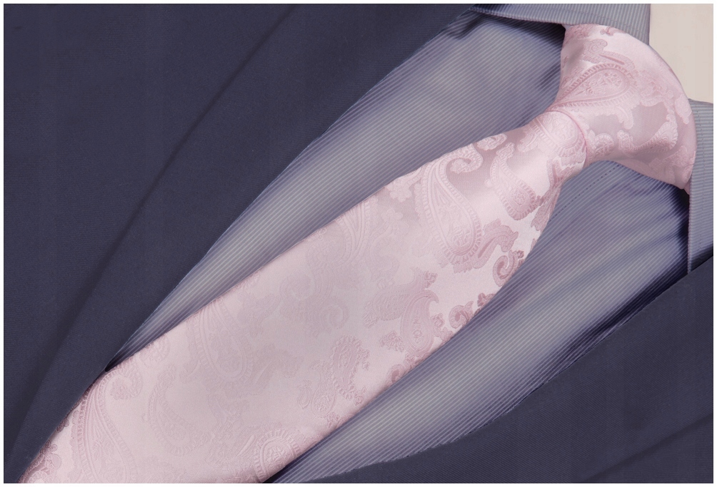 ŻAKARDOWA POSZETKA + KRAWAT Męski Wypustka 30x30cm do Garnituru poK92 Odcień blady róż