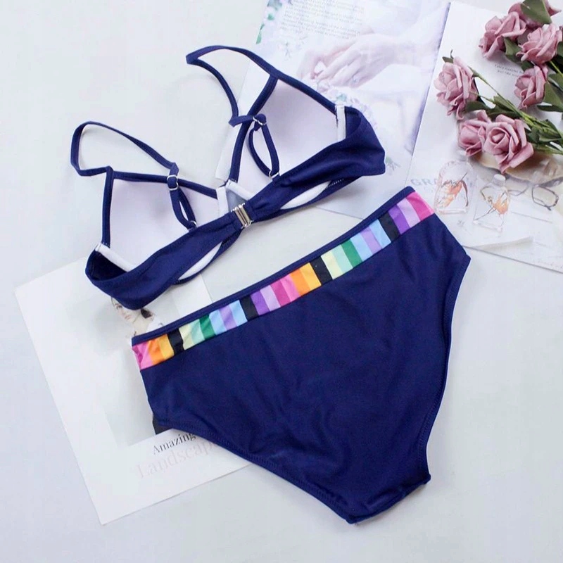 STRÓJ KĄPIELOWY DWUCZĘŚCIOWY BIKINI WYSZCZUPLAJĄCY DAMSKI GRANATOWY M 38 Model SM20201011G