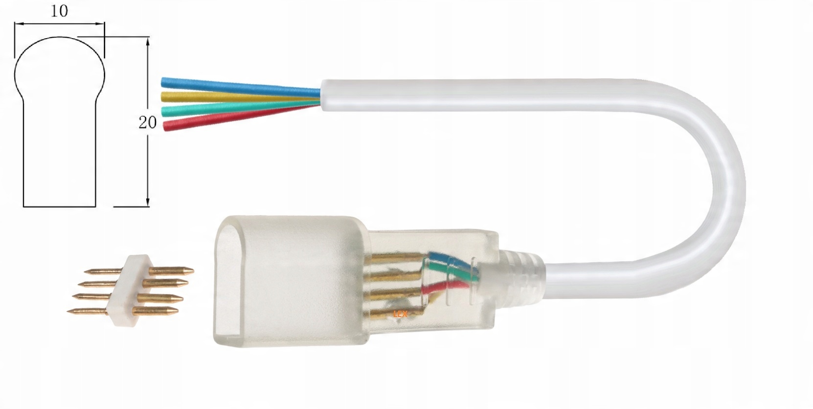

Neon Led 12V konektor 4 Pin przewód przyłączeniowy