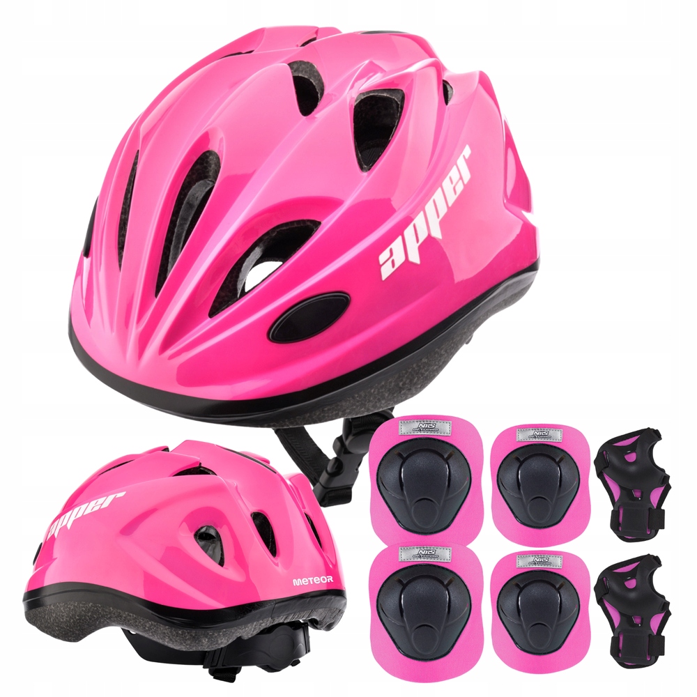 Kask Rowerowy Regulowany Na Rolki Hulajnogę 48-52 cm Zestaw Ochraniaczy S