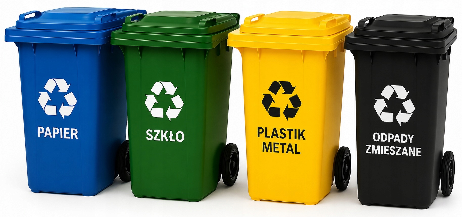 Pojemniki na Śmieci 120l ZESTAW 4 szt Kosze do Segregacji Odpadów Mocne