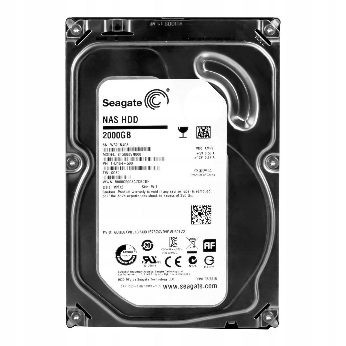 Seagate Nas Hdd 2TB 5.9K 64MB Sata III 3.5'' ST2000VN000
