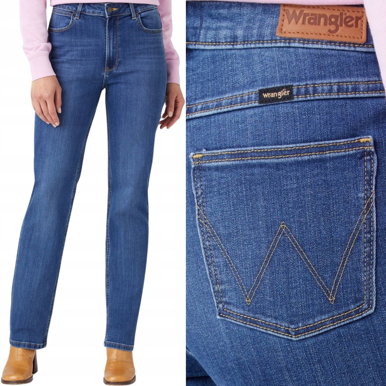 Wrangler Straight Hudson jednoduché dámské vysoké džínové kalhoty W27 L28