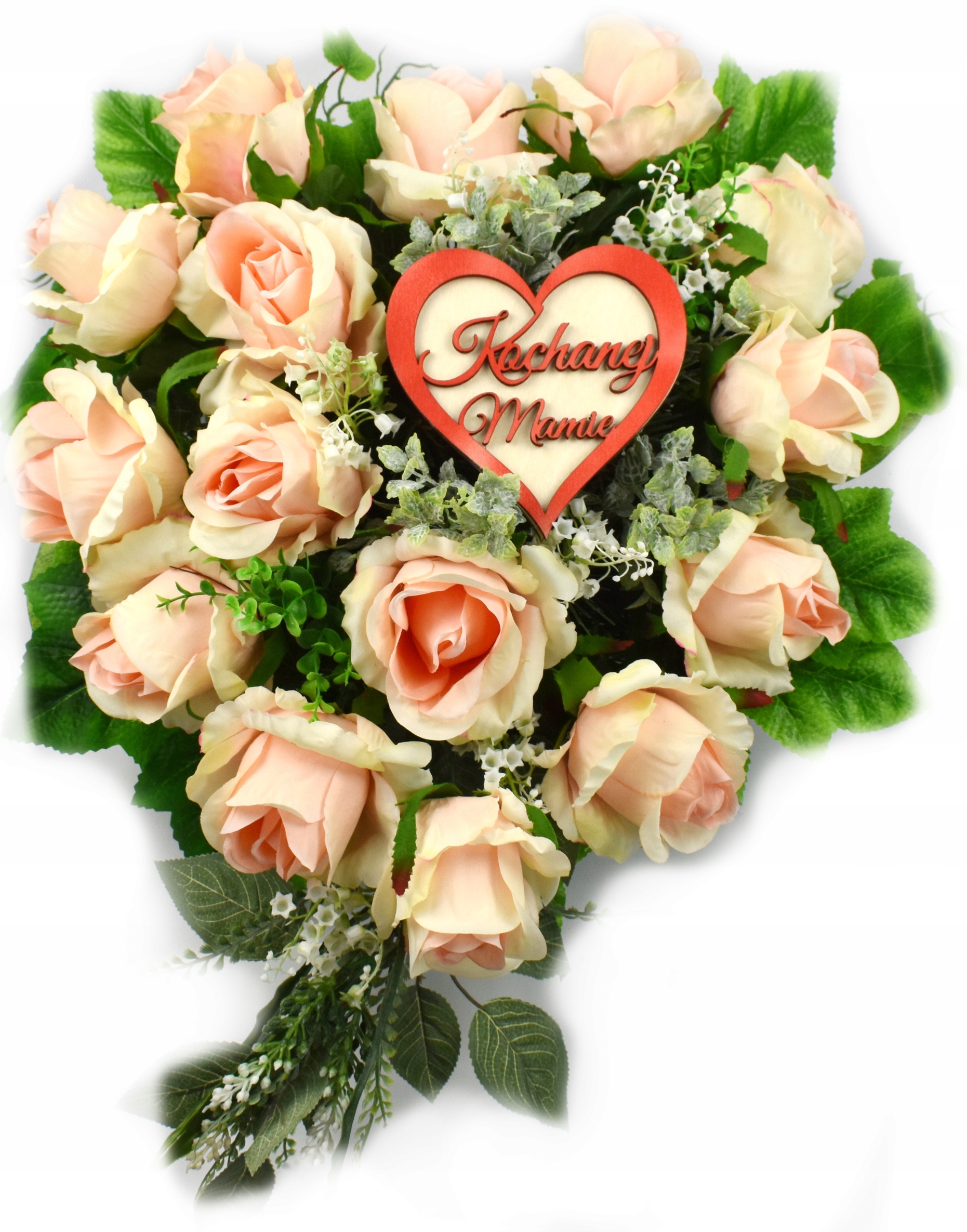 

Sztuczne kwiaty stroik na grób serce na cmentarz