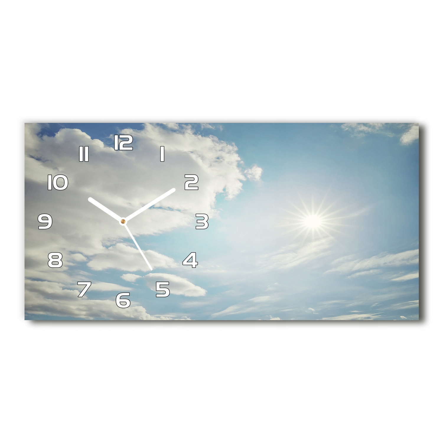 

Zegar ze szkła na ścianę Chmury na niebie 60x30 cm