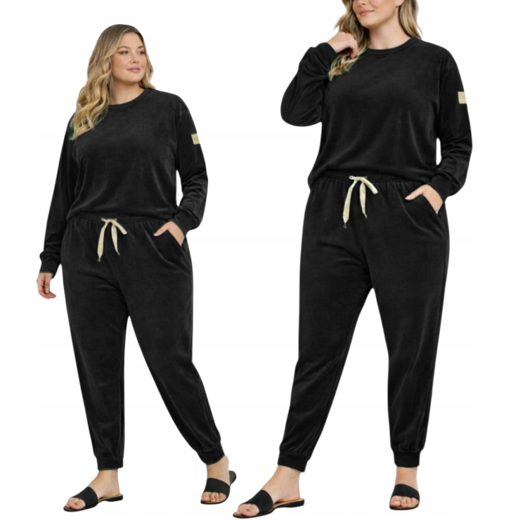 Velurová tepláková souprava s měkkými kapsami přes hlavu mi 46 48 3XL 4XL