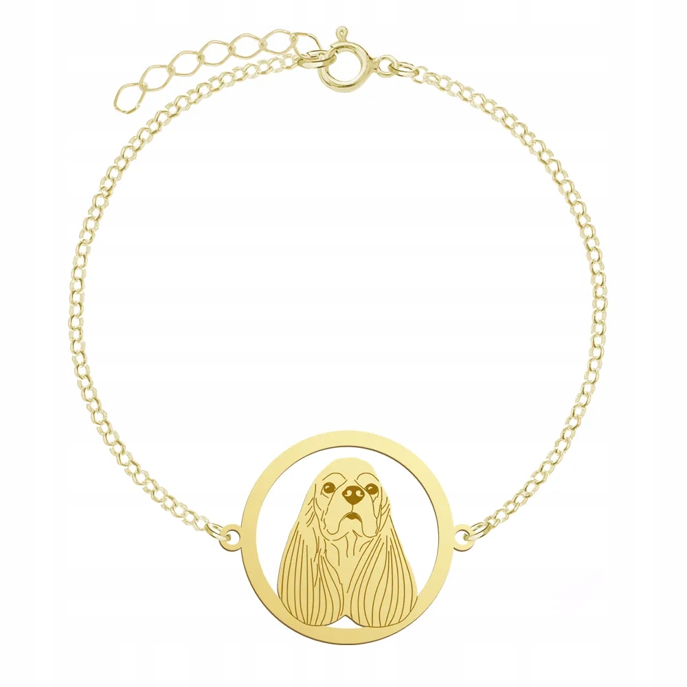 Zlatý náramek s americkým kokršpanělem 925 Dárek Gravírování Bonus