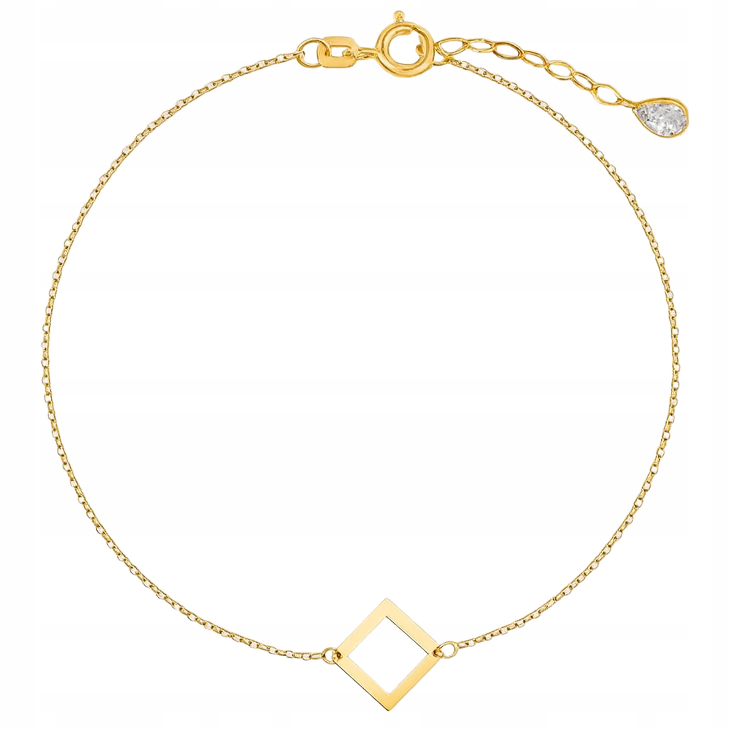 Zlatý náramek celebrity s hvězdami 585 dárek řetízkový čtverec