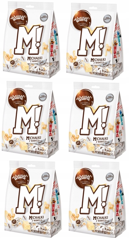 Levně 6 x 245 g Wawel Michałki Bílé Bonbóny Půlka Kartonu